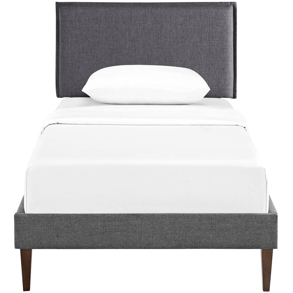 Amaris Fabric Twin Platform Bed with Squared Tapered Legs - Gray