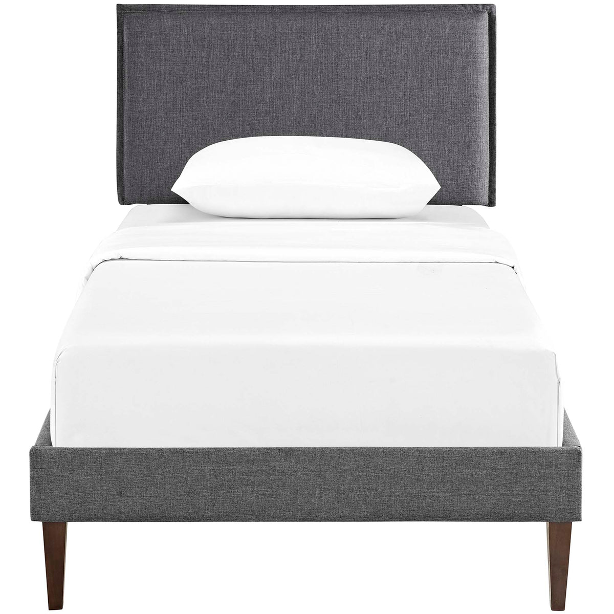 Amaris Fabric Twin Platform Bed with Squared Tapered Legs - Gray