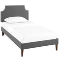 Corene Fabric Twin Platform Bed with Squared Tapered Legs - Gray