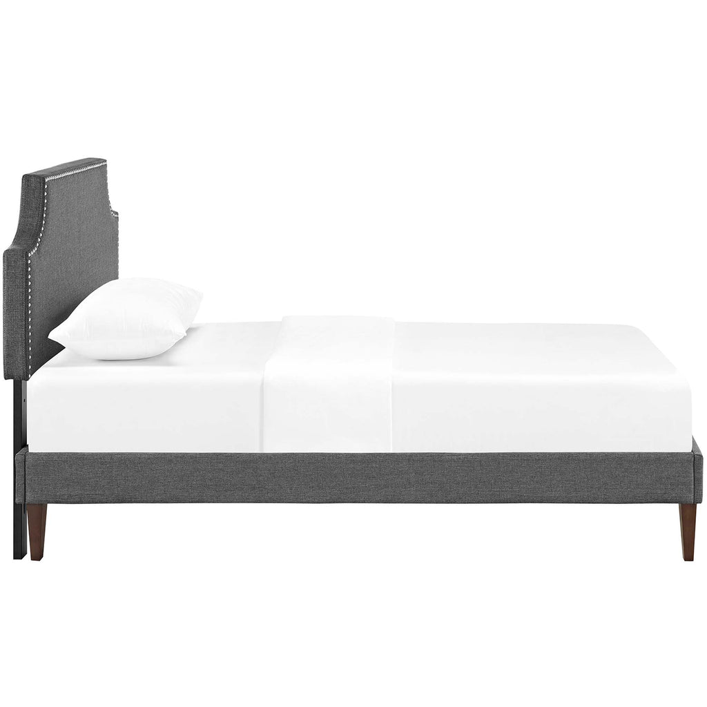 Corene Fabric Twin Platform Bed with Squared Tapered Legs - Gray