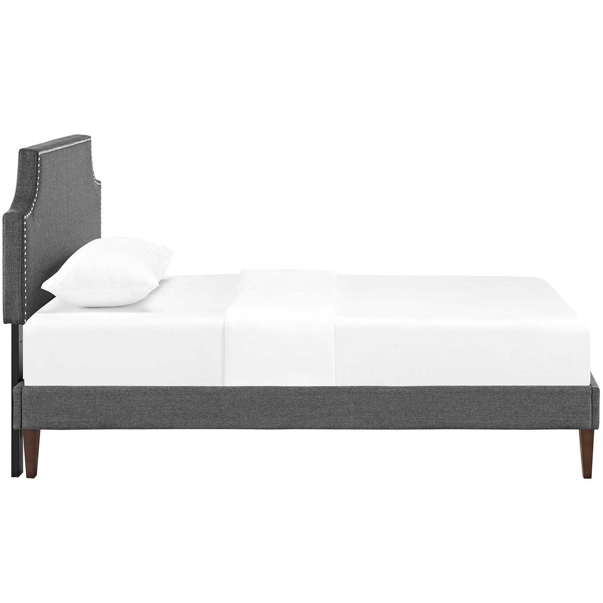 Corene Fabric Twin Platform Bed with Squared Tapered Legs - Gray