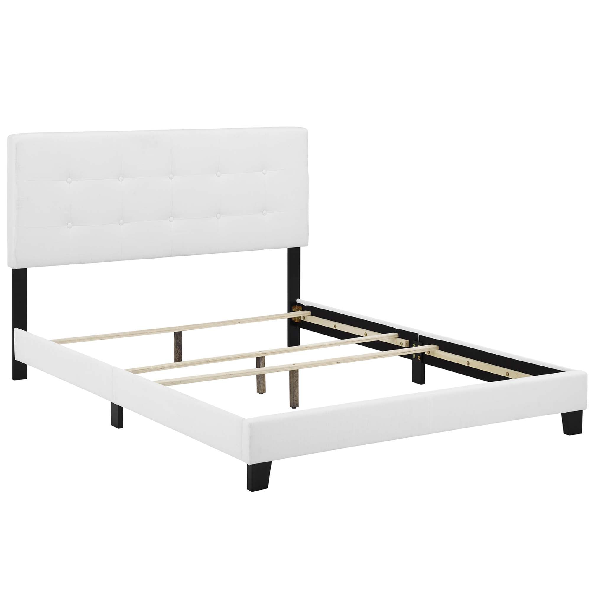 Amira Upholstered Fabric Full Bed - White