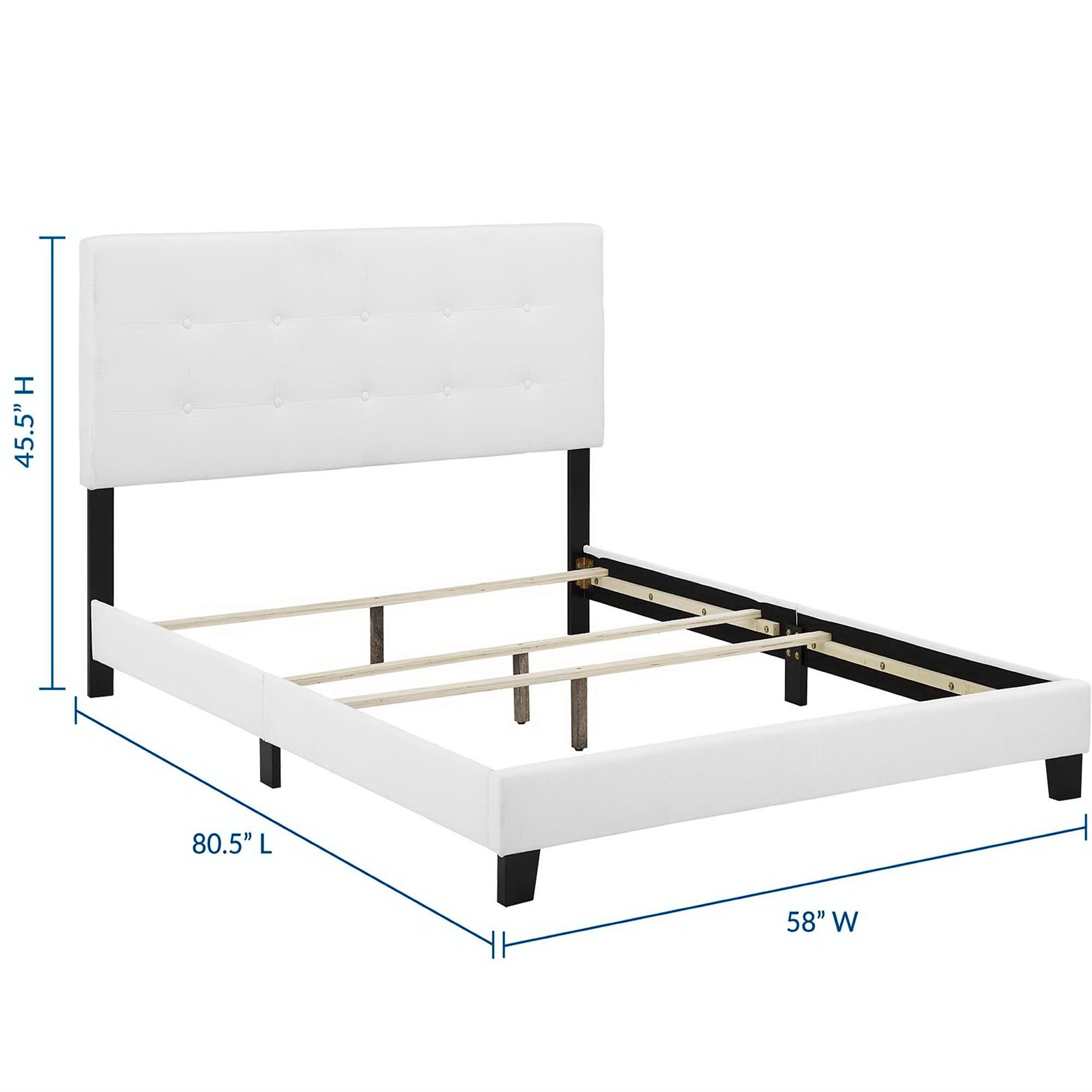 Amira Upholstered Fabric Full Bed - White