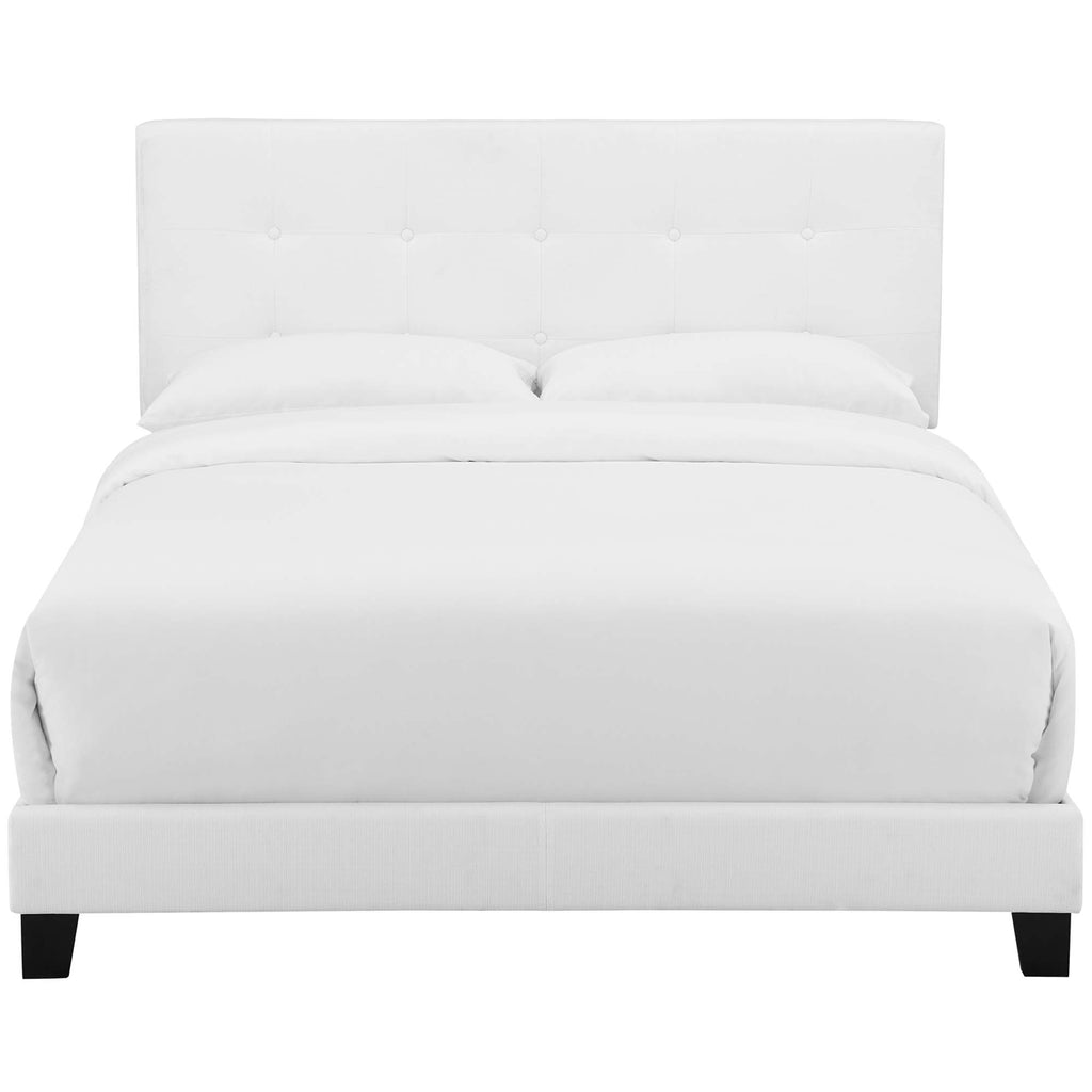 Amira Upholstered Fabric Full Bed - White