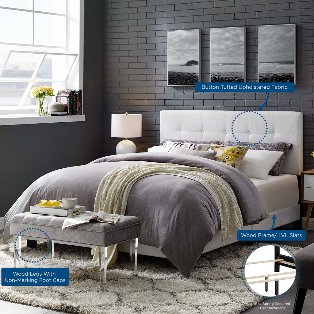 Amira Upholstered Fabric Full Bed - White