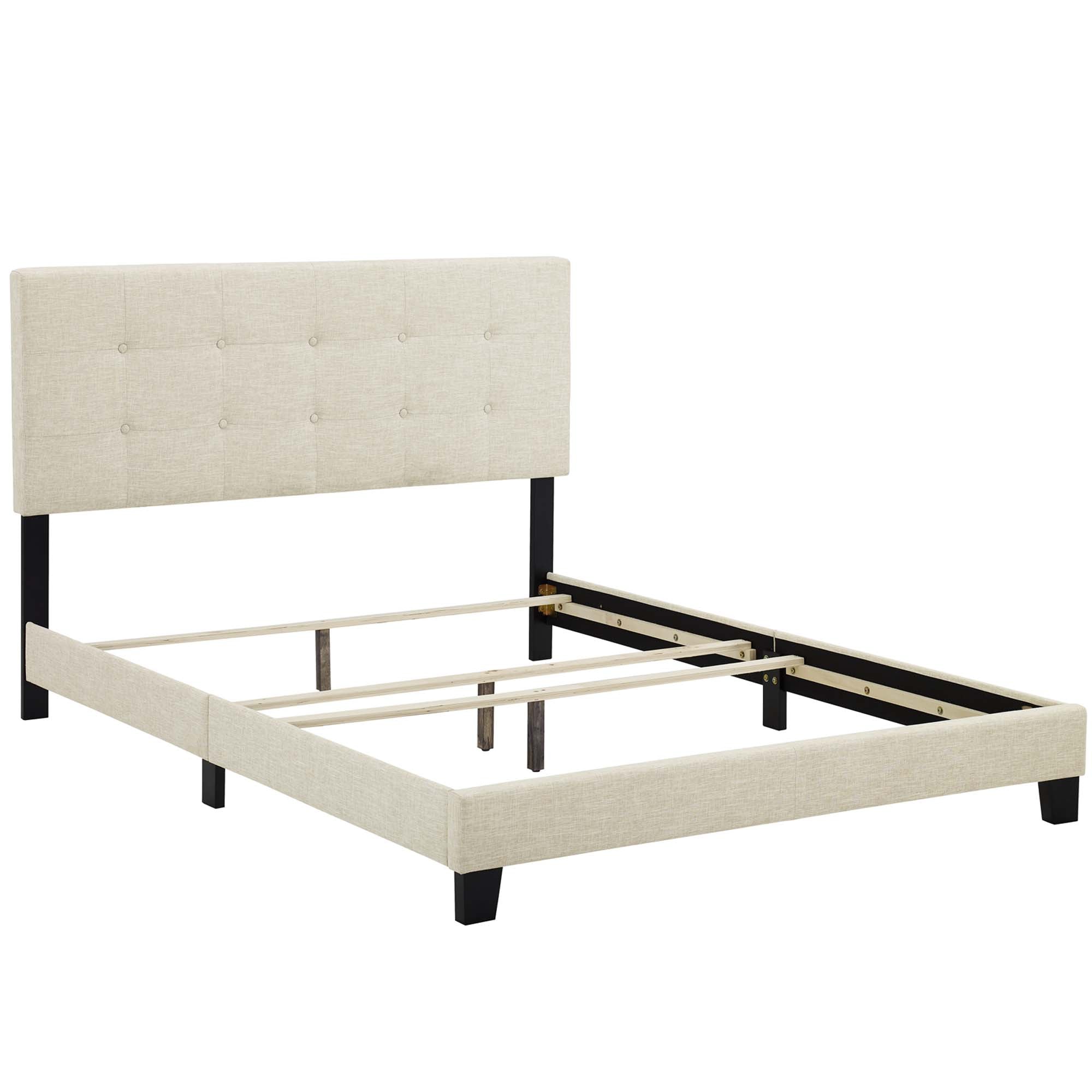 Amira Upholstered Fabric Queen Bed - Beige
