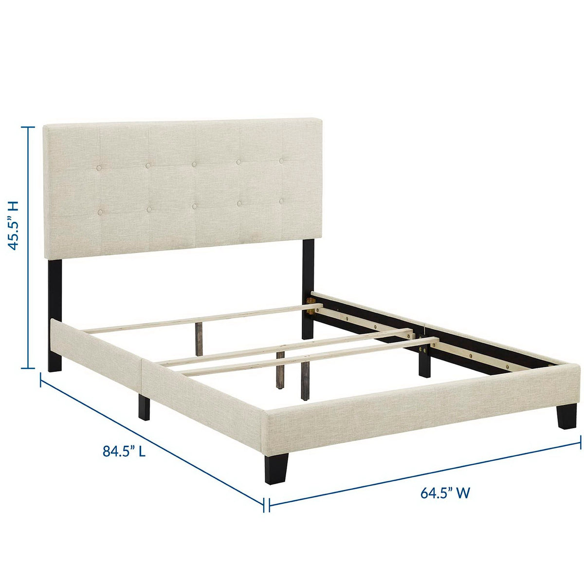 Amira Upholstered Fabric Queen Bed - Beige
