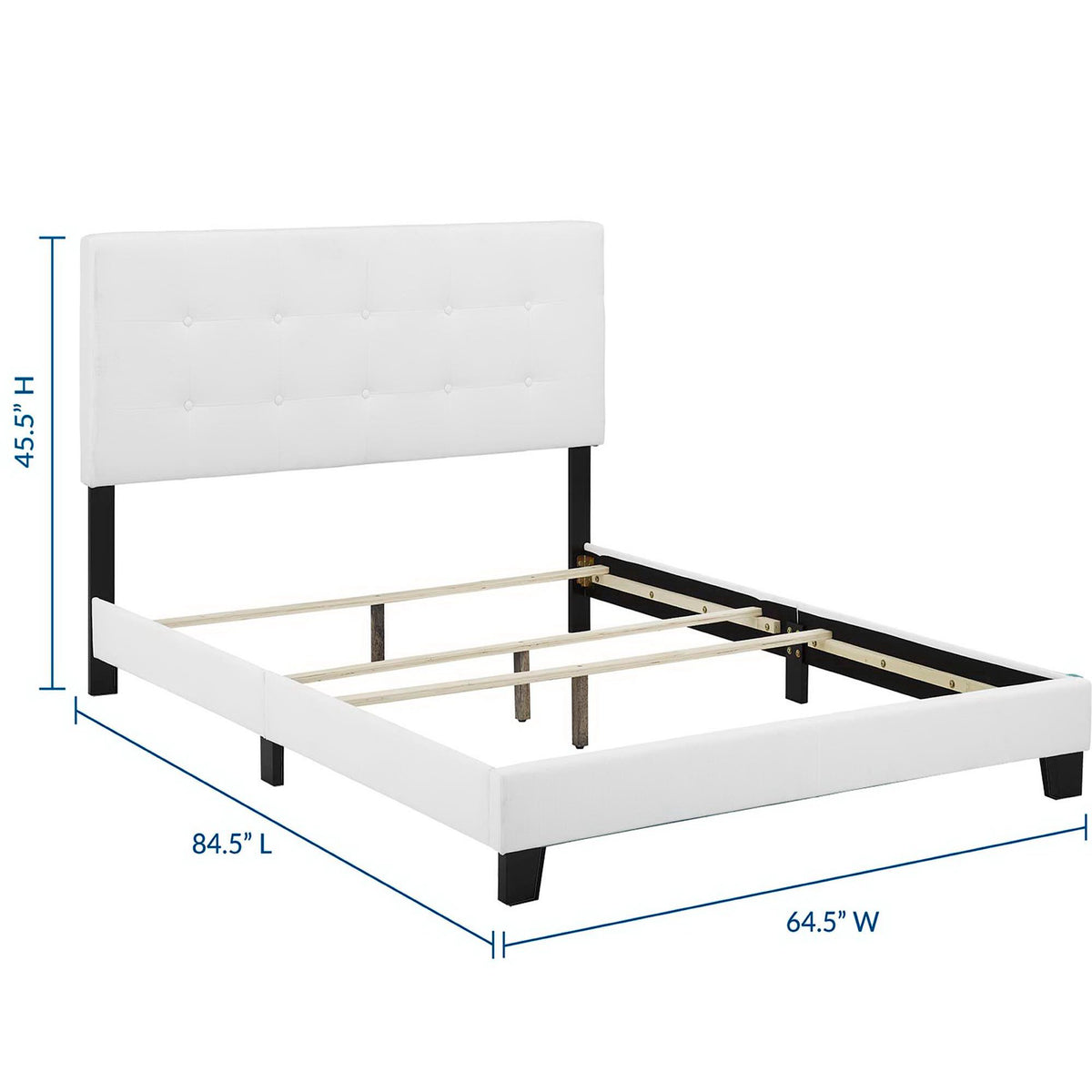 Amira Upholstered Fabric Queen Bed - White