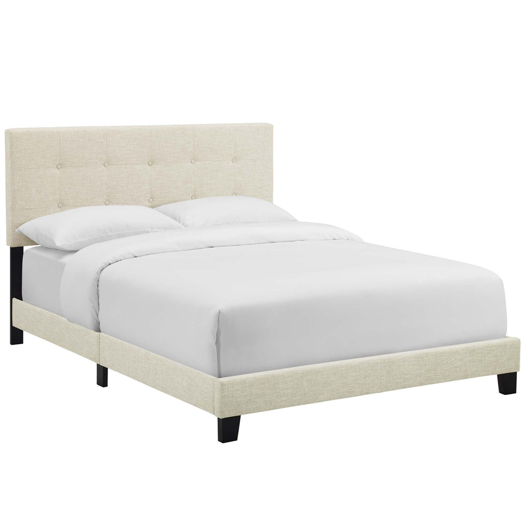 Amira Upholstered Fabric King Bed - Beige
