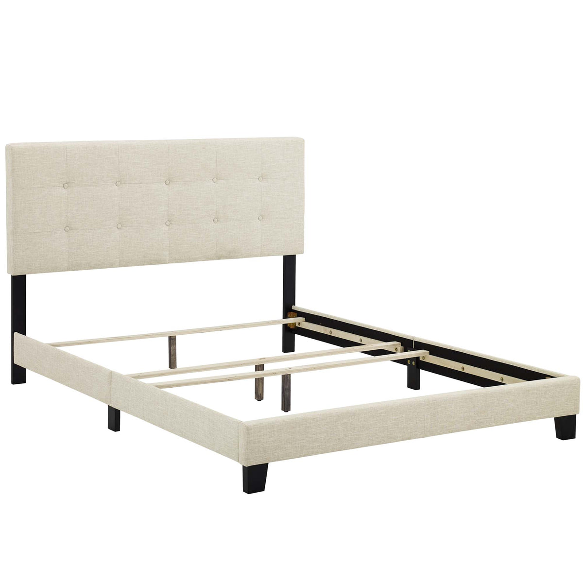 Amira Upholstered Fabric King Bed - Beige
