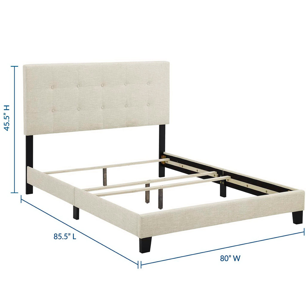 Amira Upholstered Fabric King Bed - Beige
