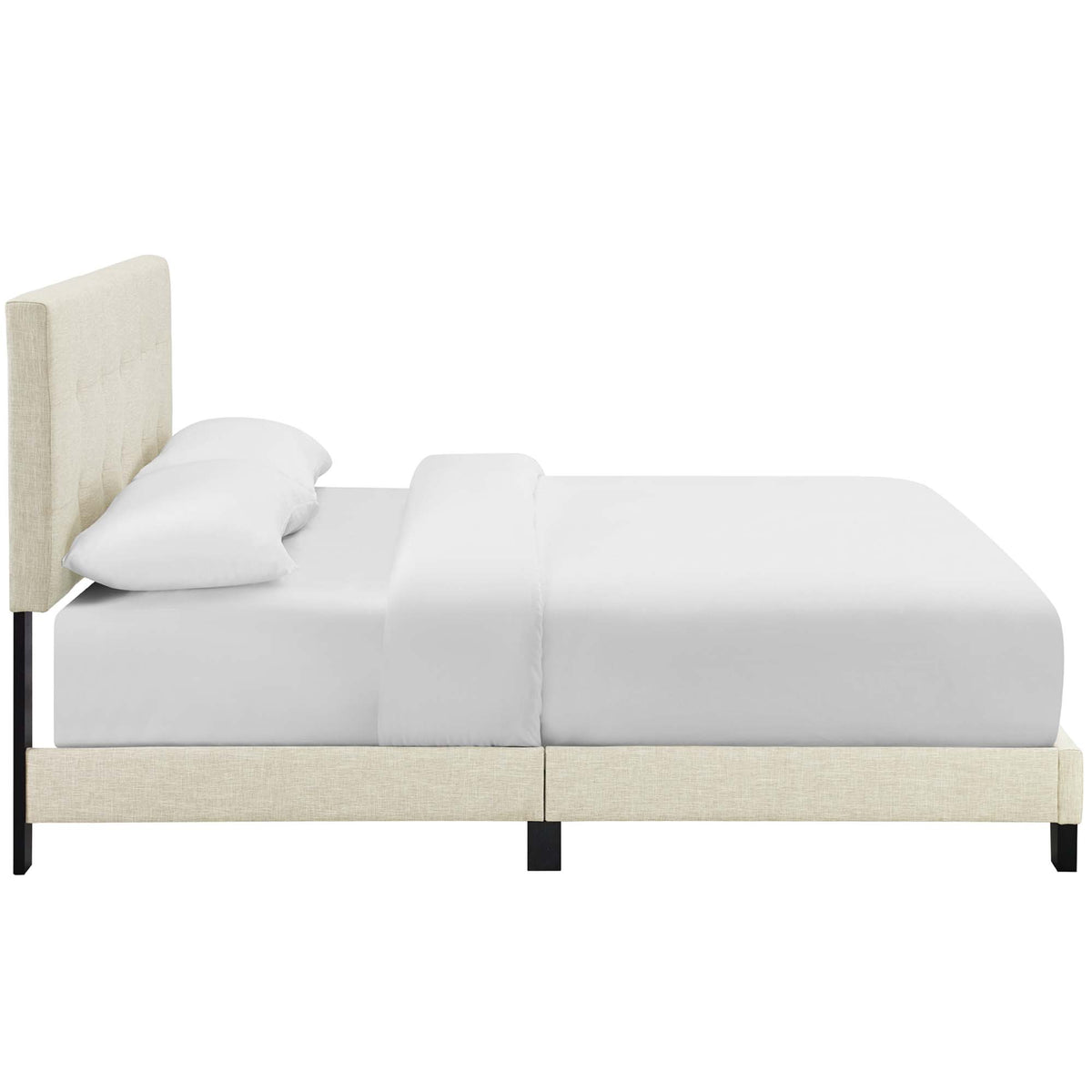 Amira Upholstered Fabric King Bed - Beige