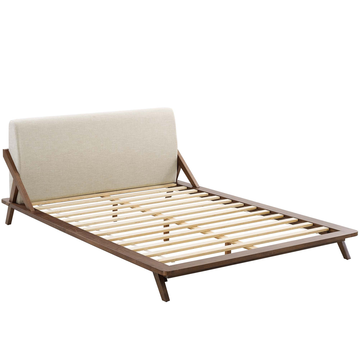 Luella Upholstered Fabric Queen Platform Bed - Walnut Beige