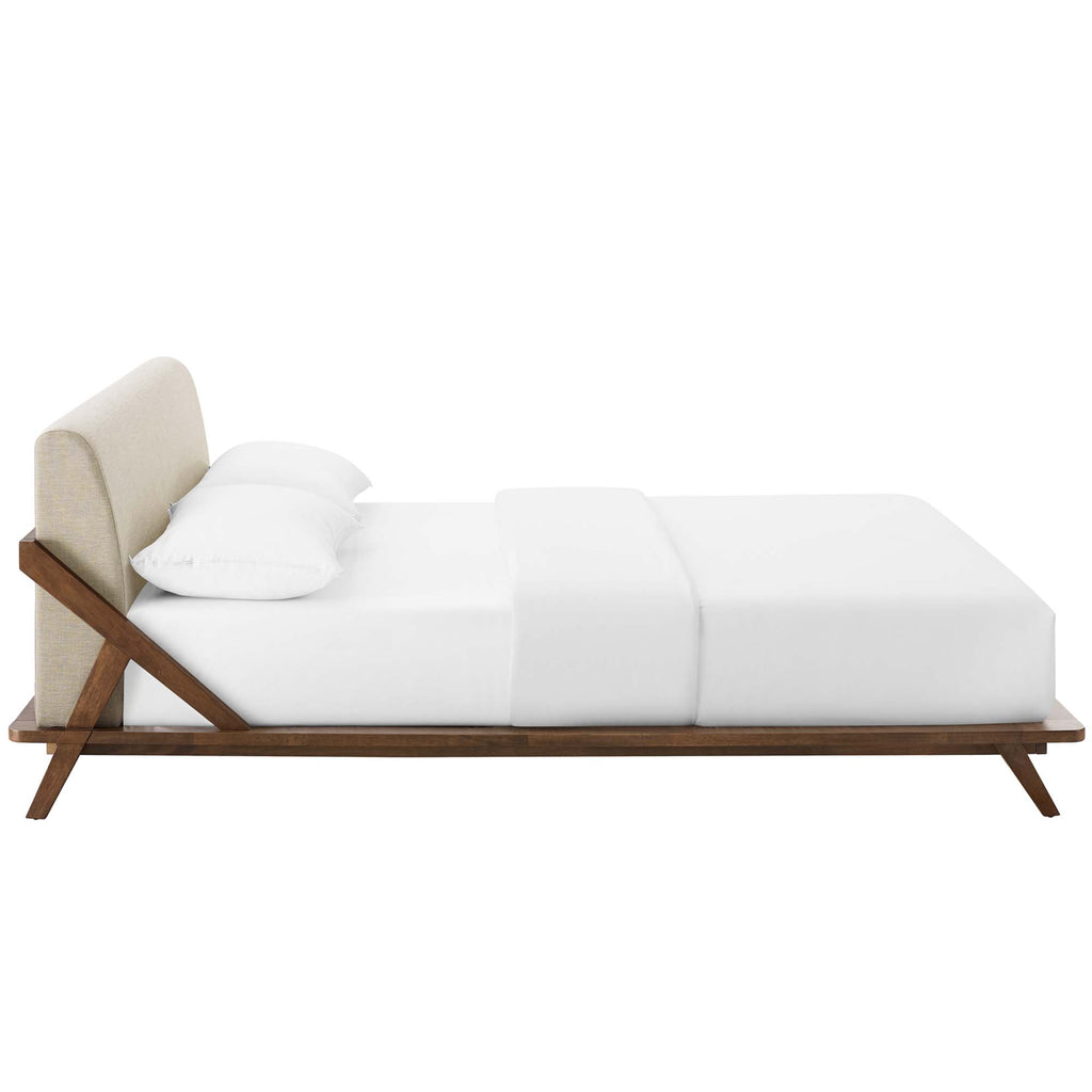 Luella Upholstered Fabric Queen Platform Bed - Walnut Beige