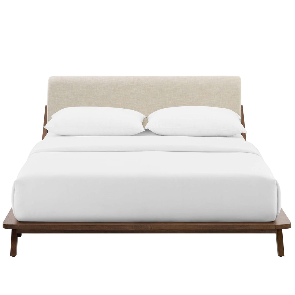 Luella Upholstered Fabric Queen Platform Bed - Walnut Beige