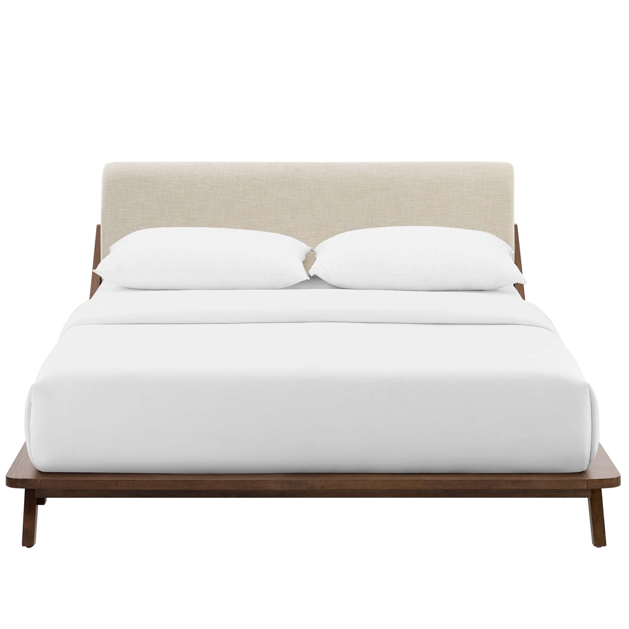 Luella Upholstered Fabric Queen Platform Bed - Walnut Beige