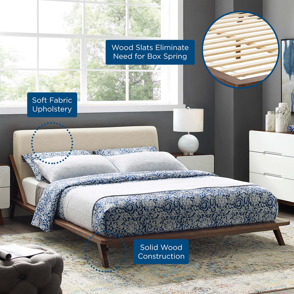 Luella Upholstered Fabric Queen Platform Bed - Walnut Beige