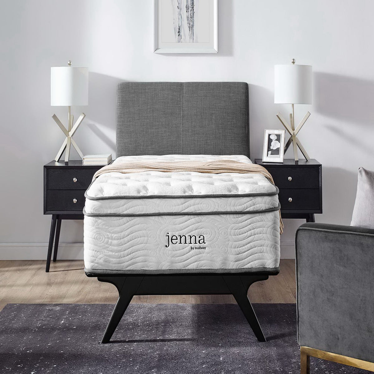 Jenna 14" Innerspring and Foam Twin Mattress - White