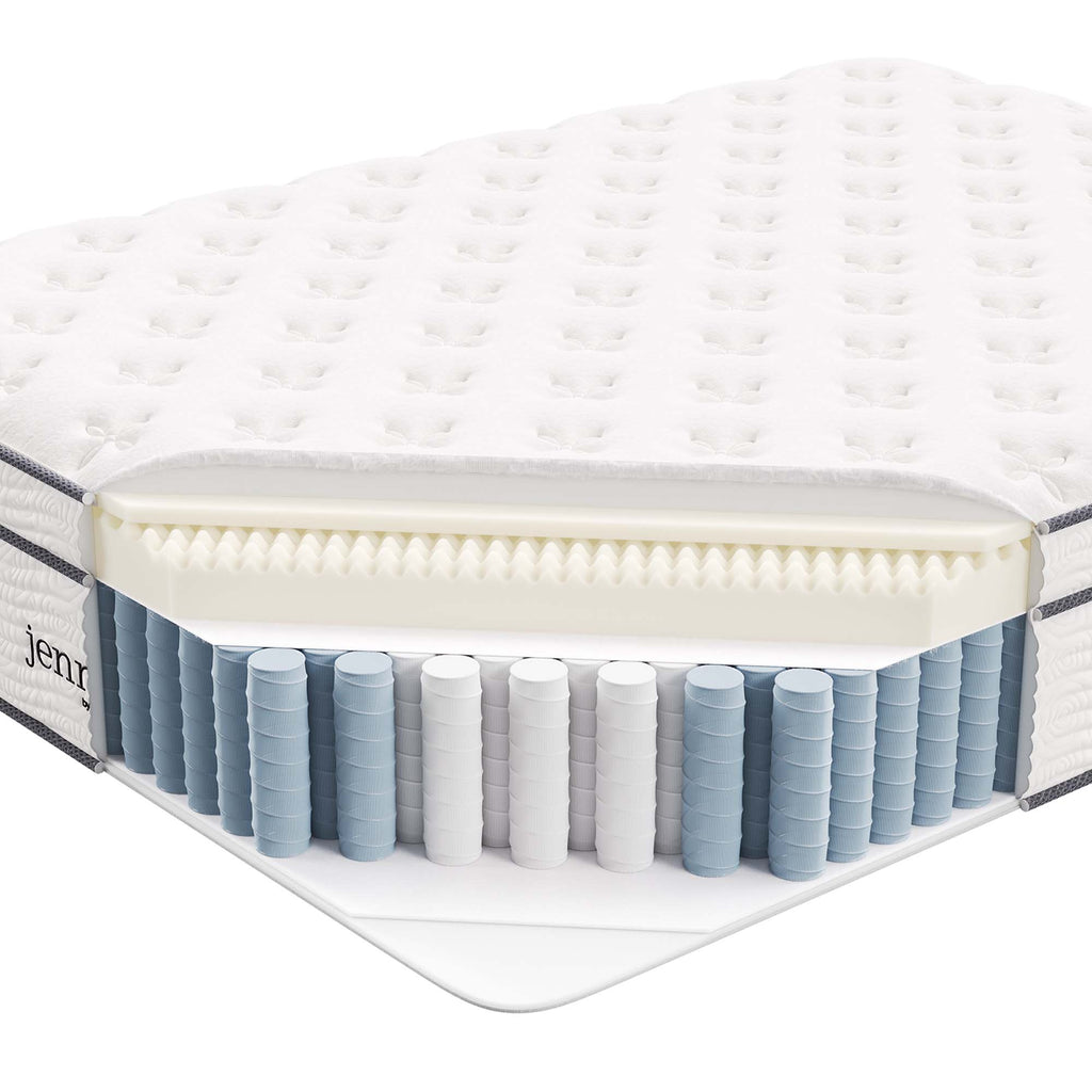 Jenna 14" Innerspring and Foam Queen Mattress - White