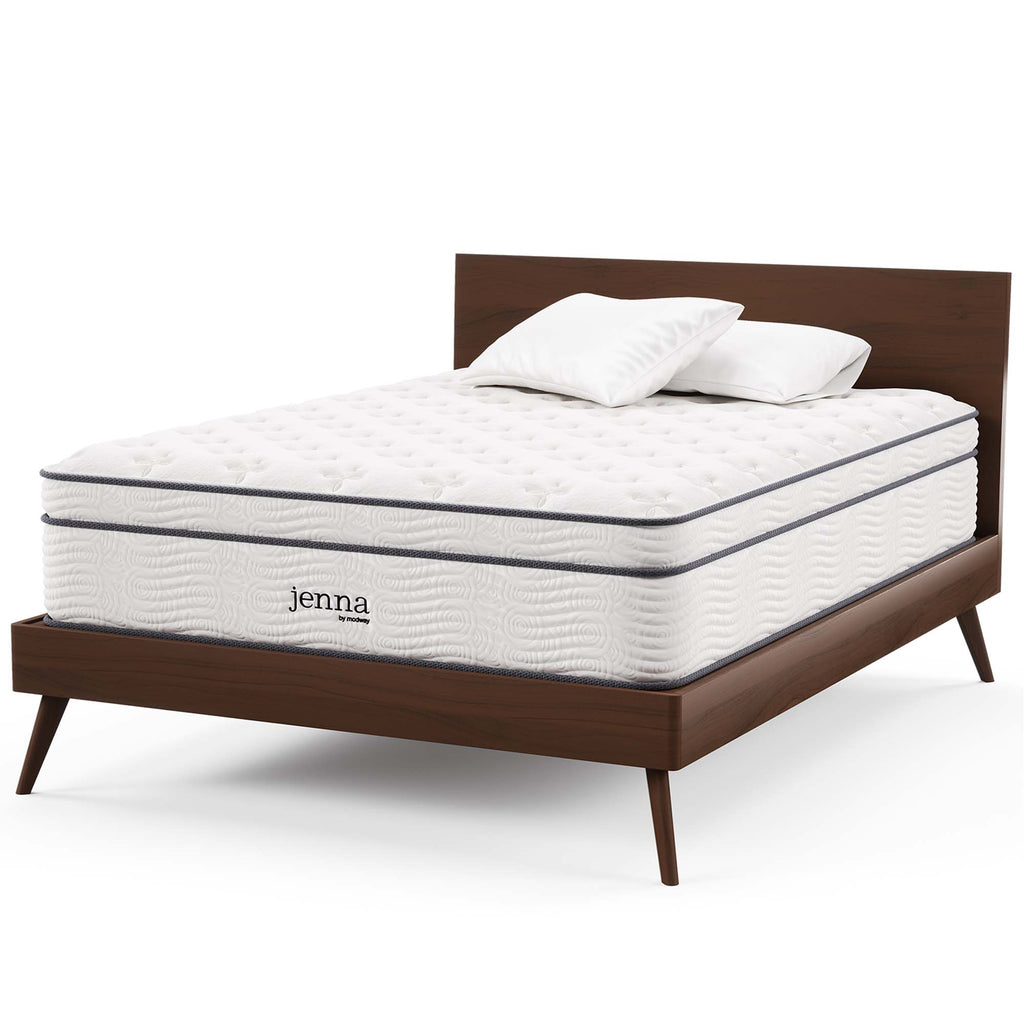 Jenna 14" Innerspring and Foam Queen Mattress - White