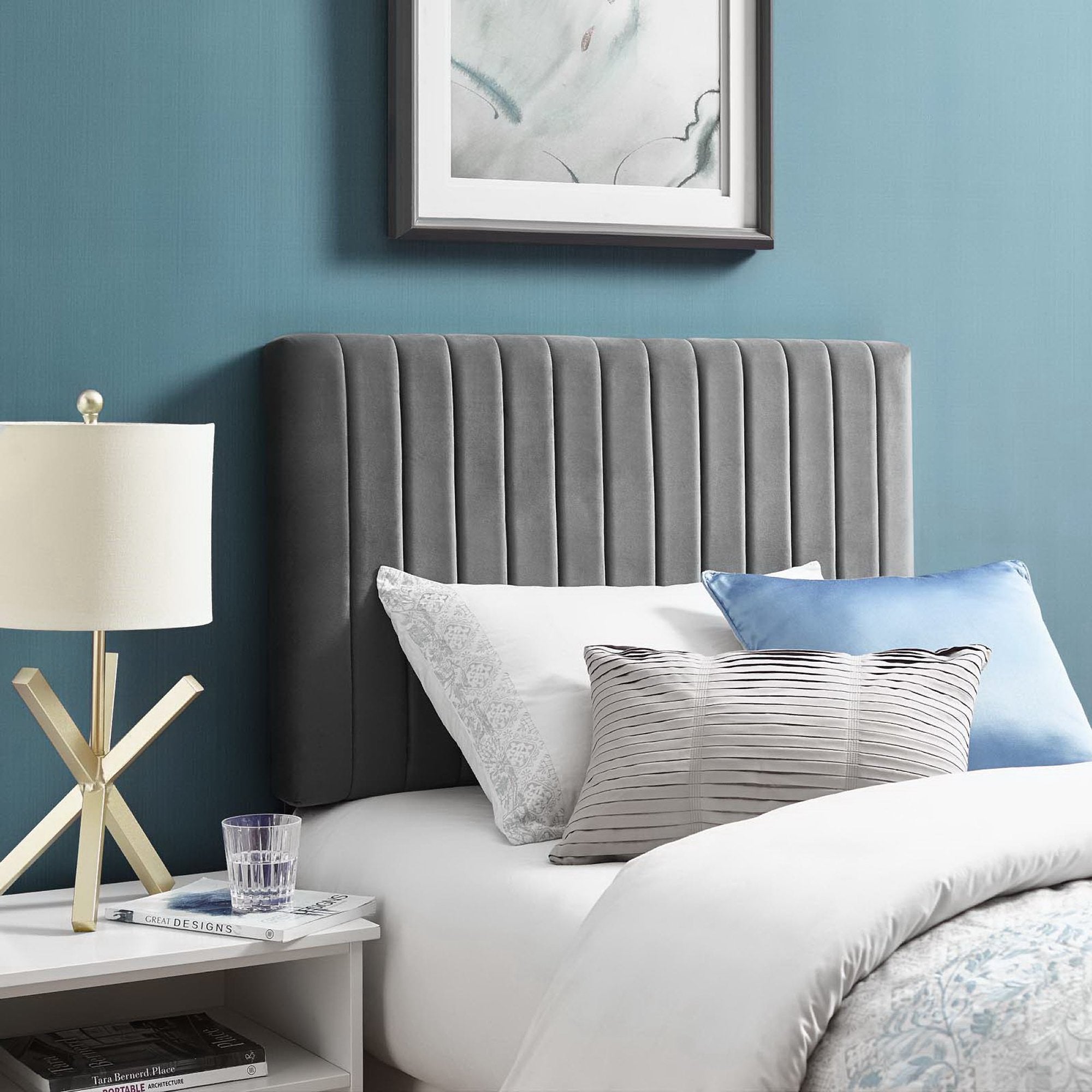 Keira Performance Velvet Twin Headboard - Gray
