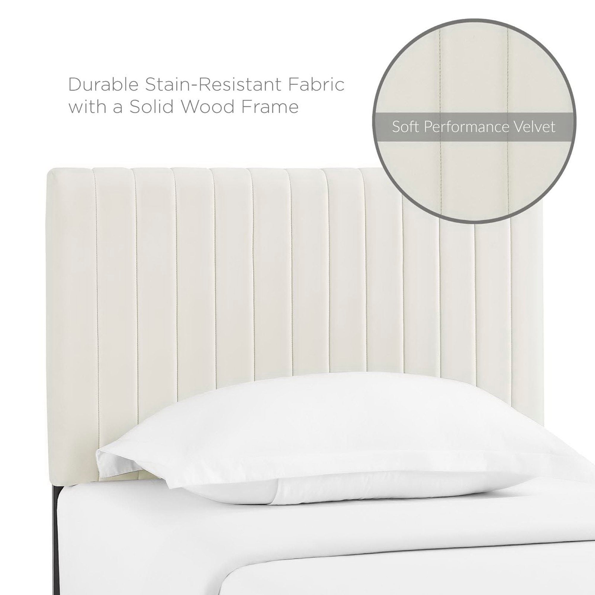 Keira Performance Velvet Twin Headboard - Ivory