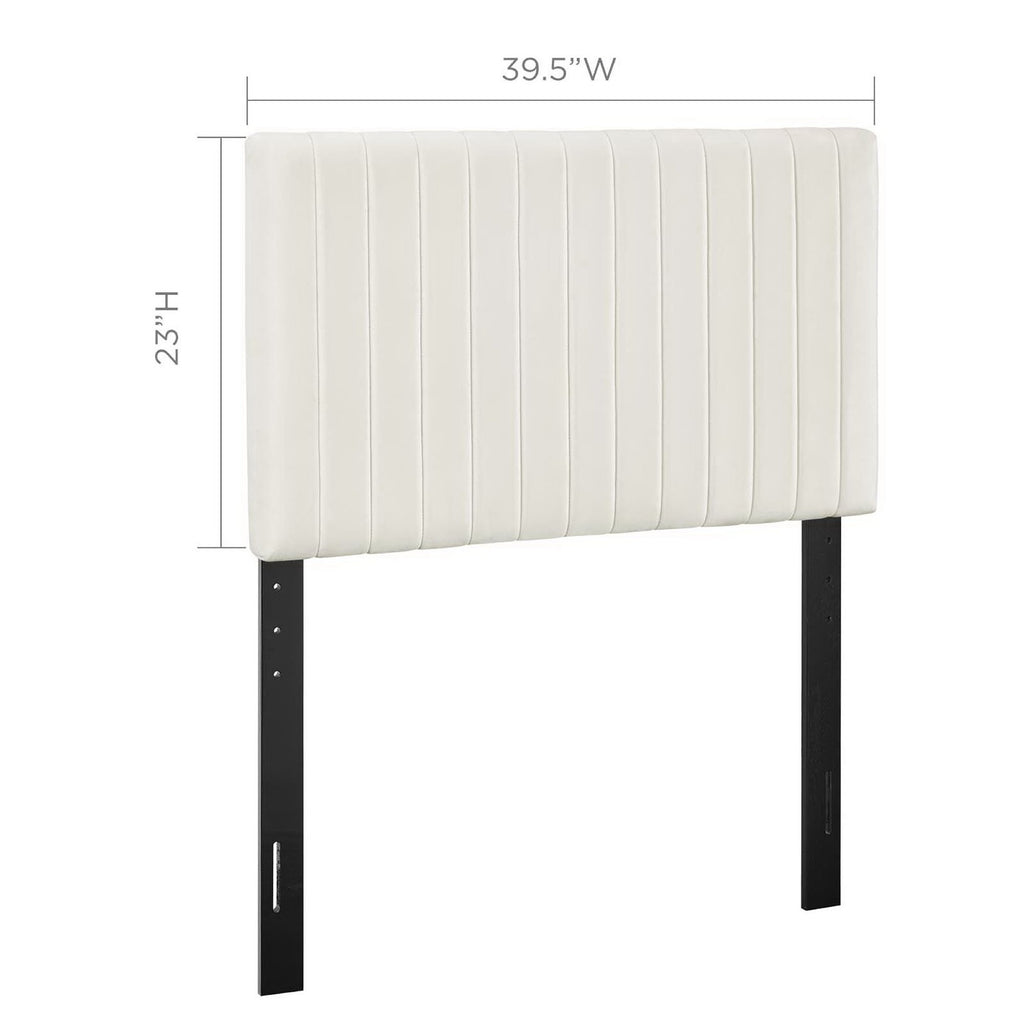 Keira Performance Velvet Twin Headboard - Ivory