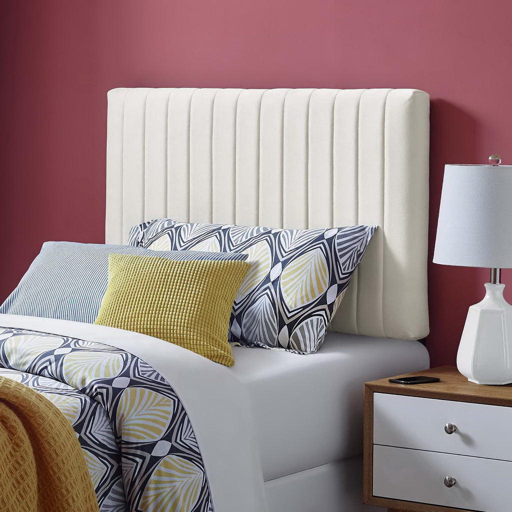 Keira Performance Velvet Twin Headboard - Ivory
