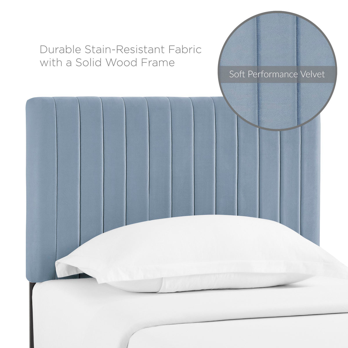 Keira Performance Velvet Twin Headboard - Light Blue