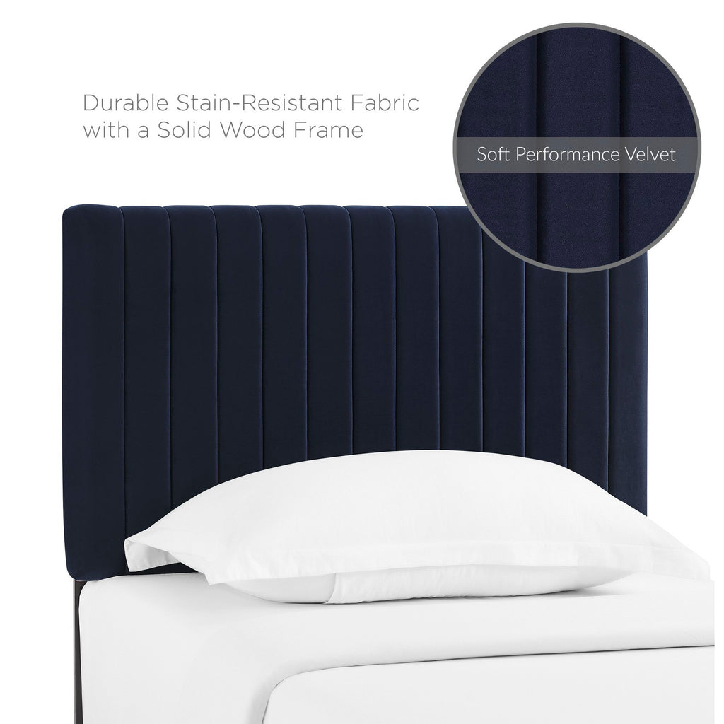 Keira Performance Velvet Twin Headboard - Midnight Blue