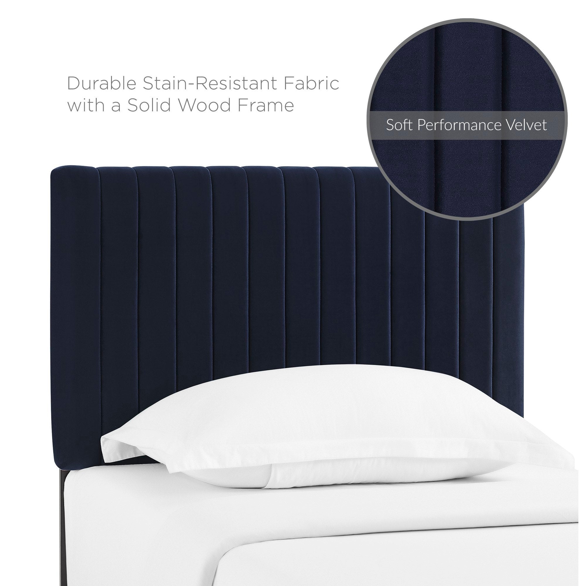 Keira Performance Velvet Twin Headboard - Midnight Blue