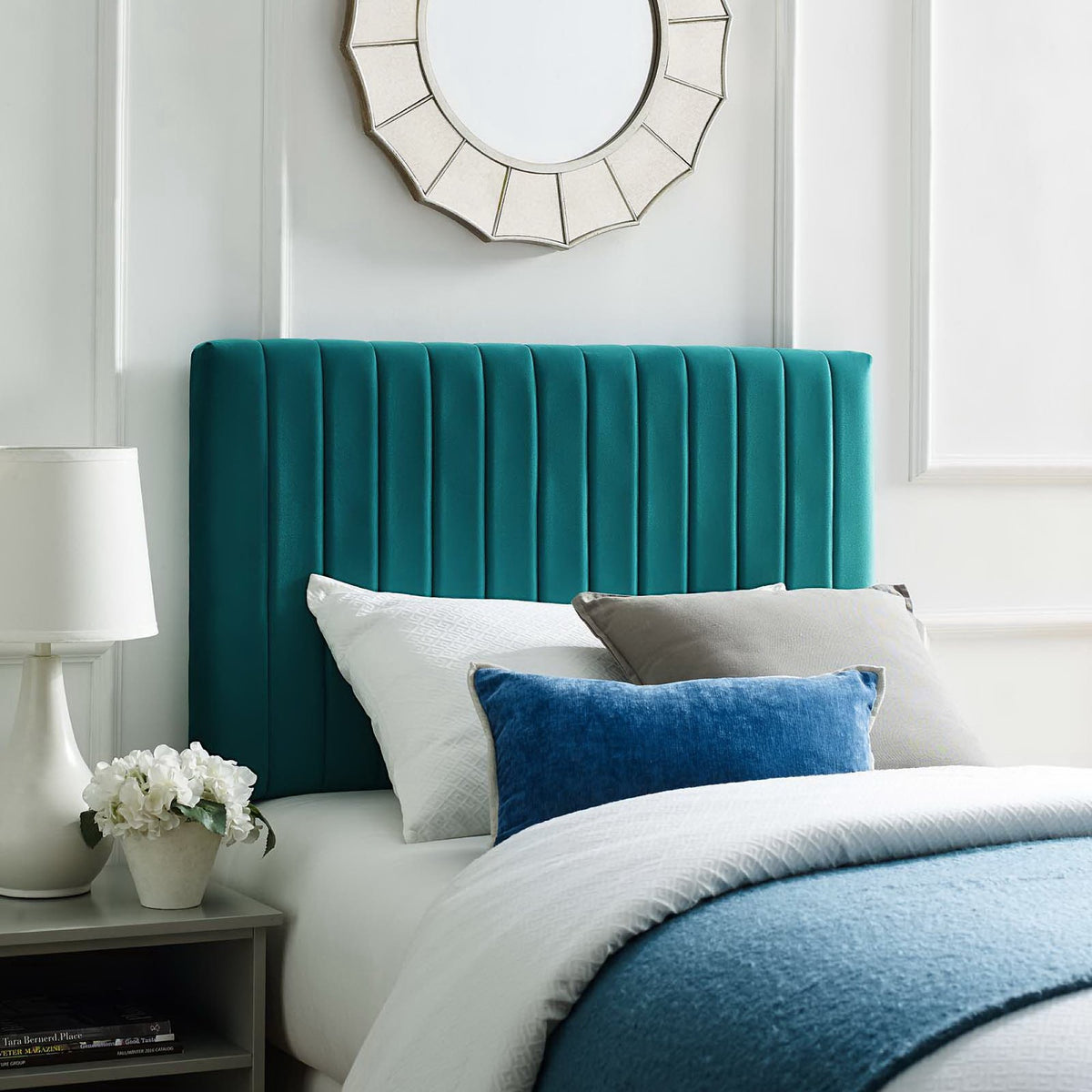 Keira Performance Velvet Twin Headboard - Teal