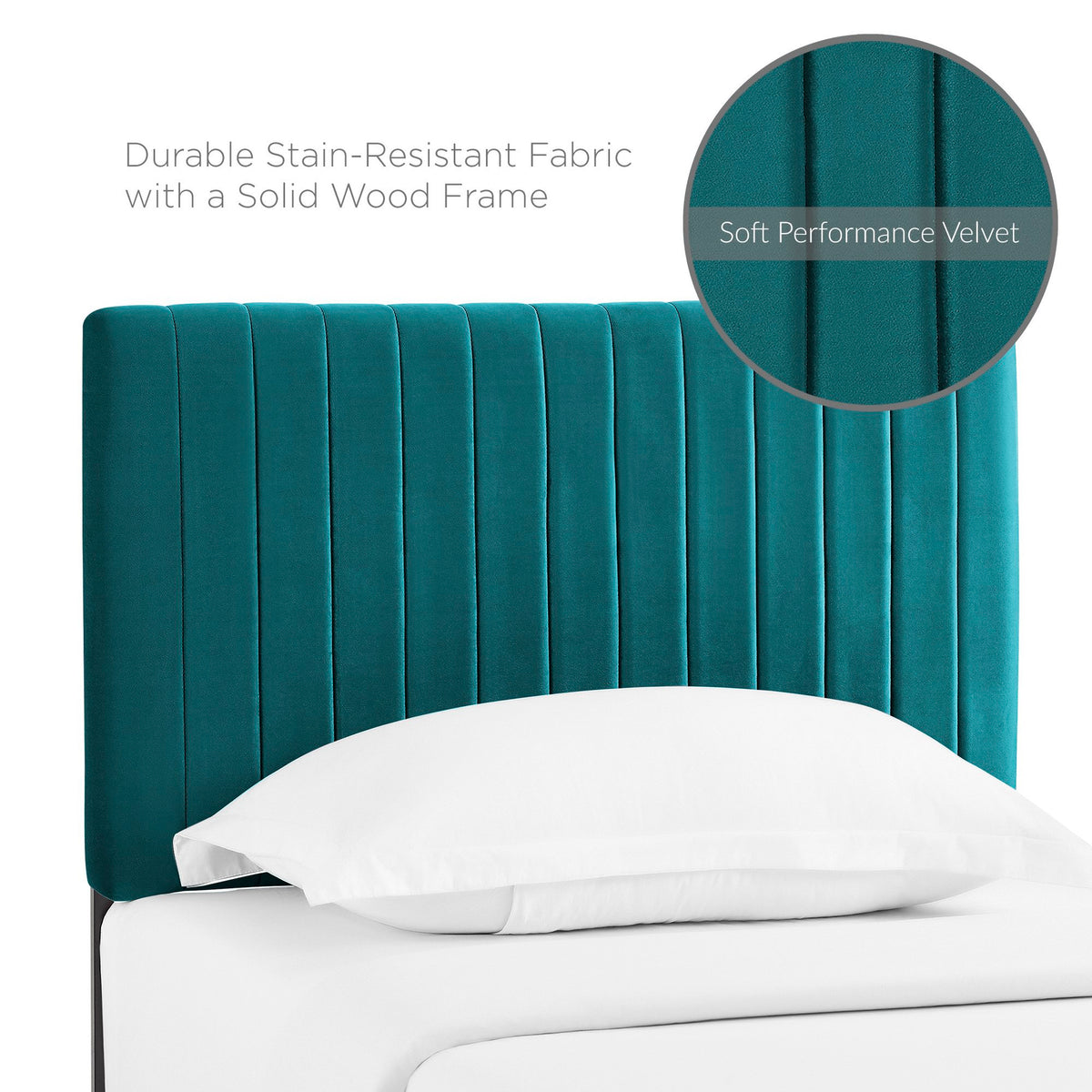 Keira Performance Velvet Twin Headboard - Teal