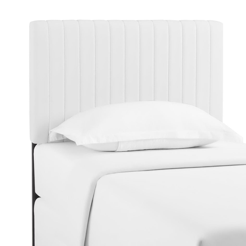 Keira Faux Leather Twin Headboard - White