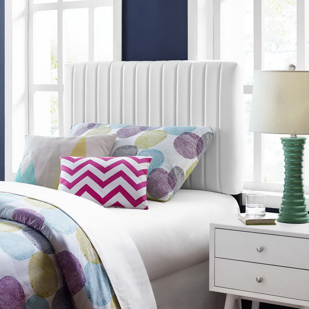 Keira Faux Leather Twin Headboard - White