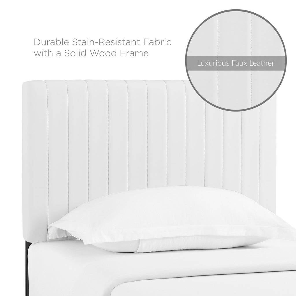 Keira Faux Leather Twin Headboard - White