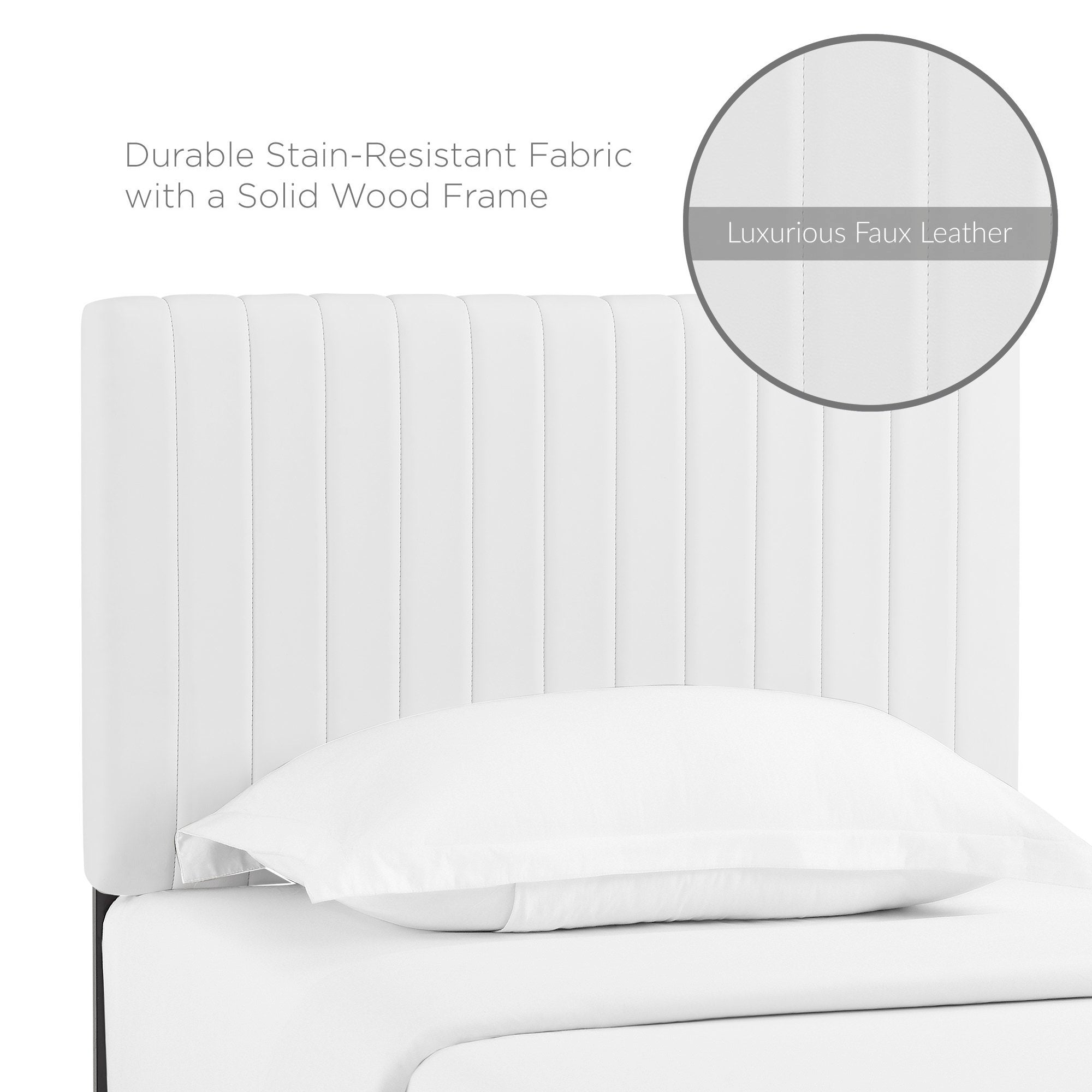 Keira Faux Leather Twin Headboard - White