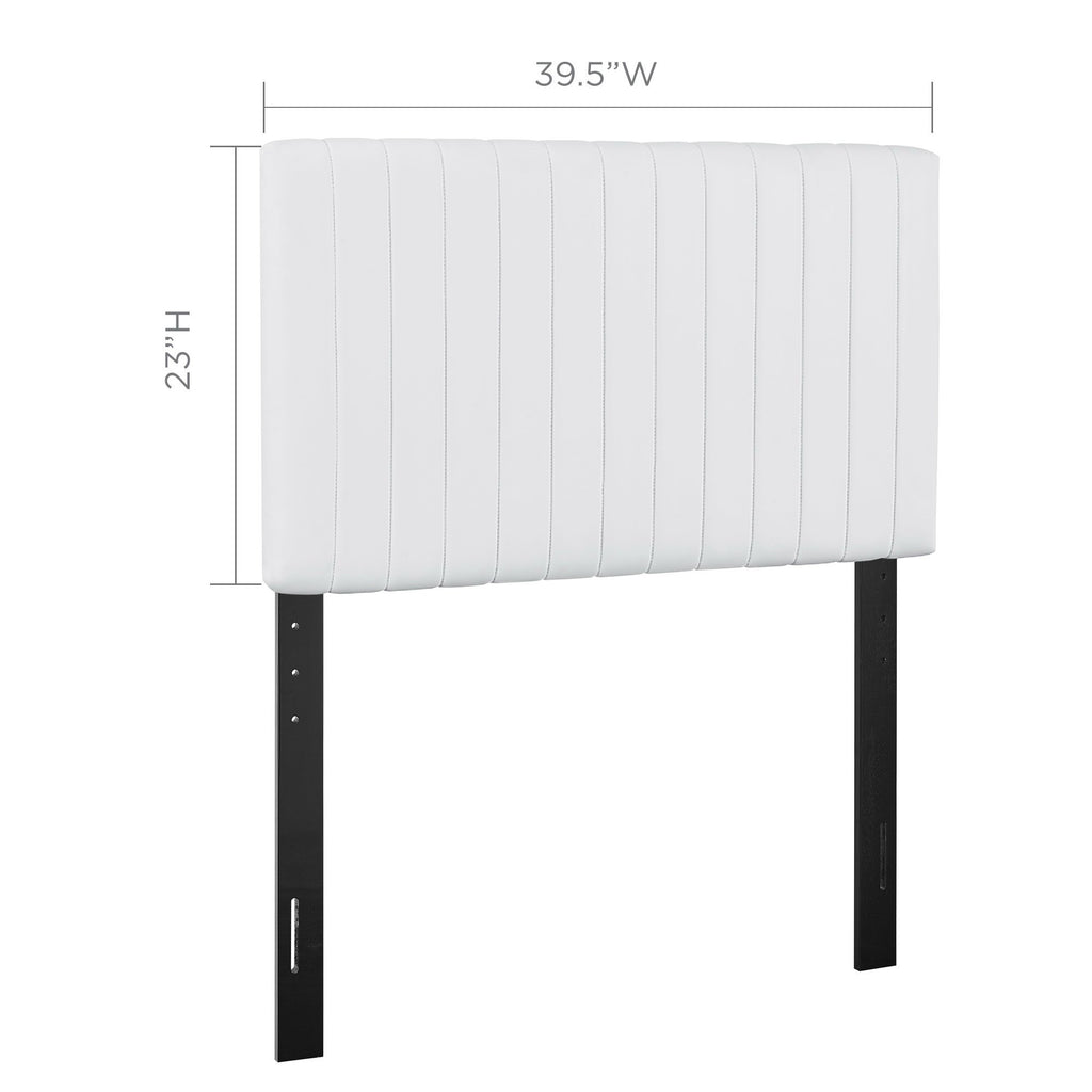 Keira Faux Leather Twin Headboard - White