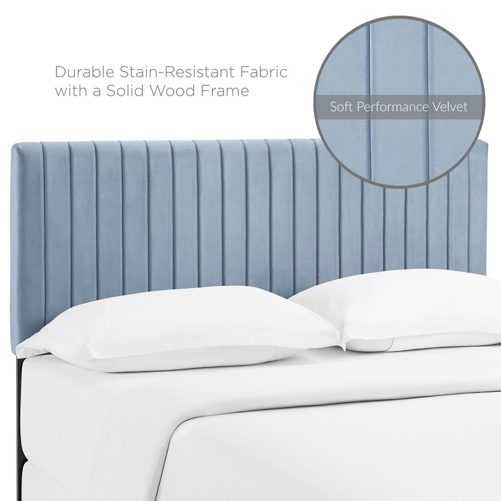 Keira Performance Velvet Full / Queen Headboard - Light Blue