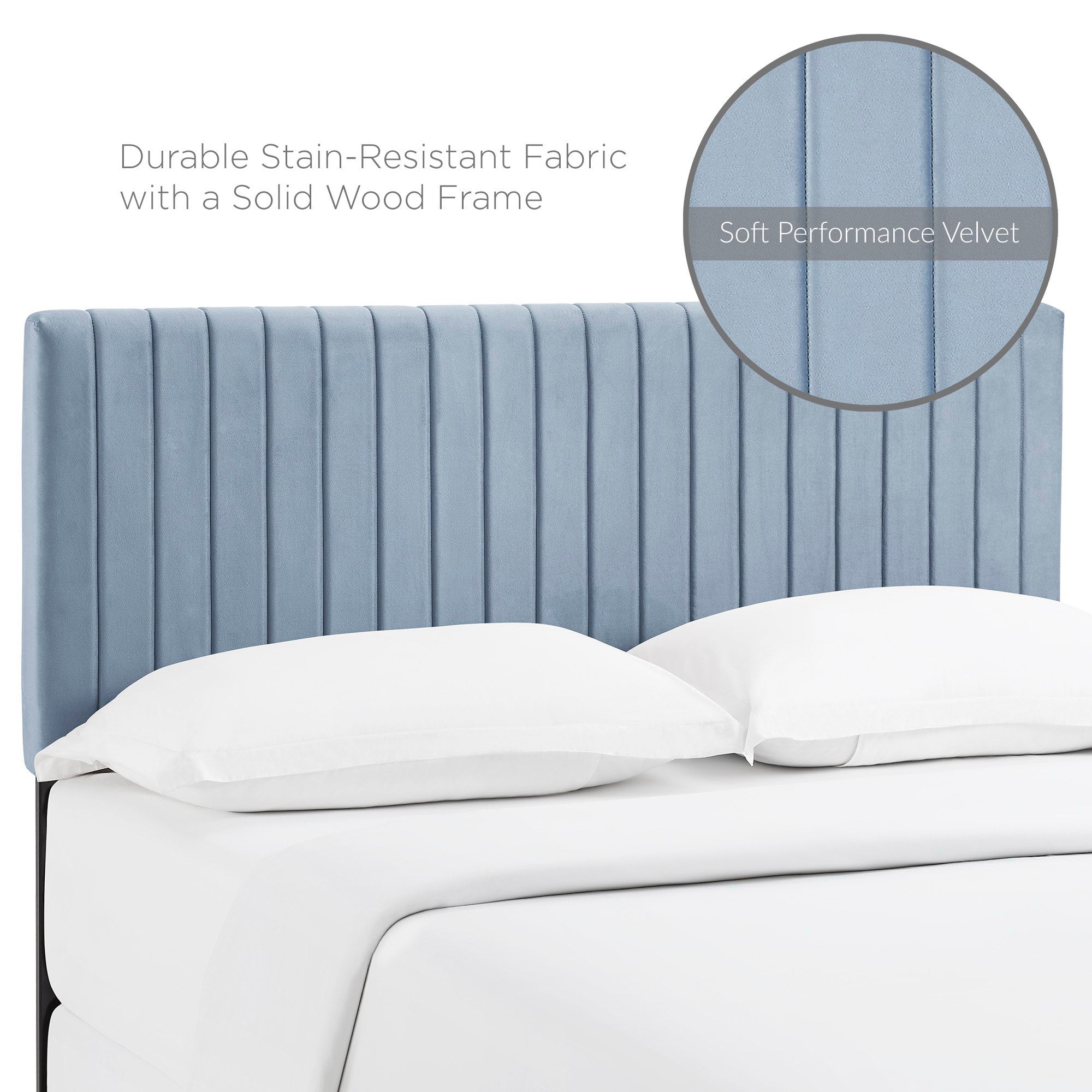 Keira Performance Velvet Full / Queen Headboard - Light Blue