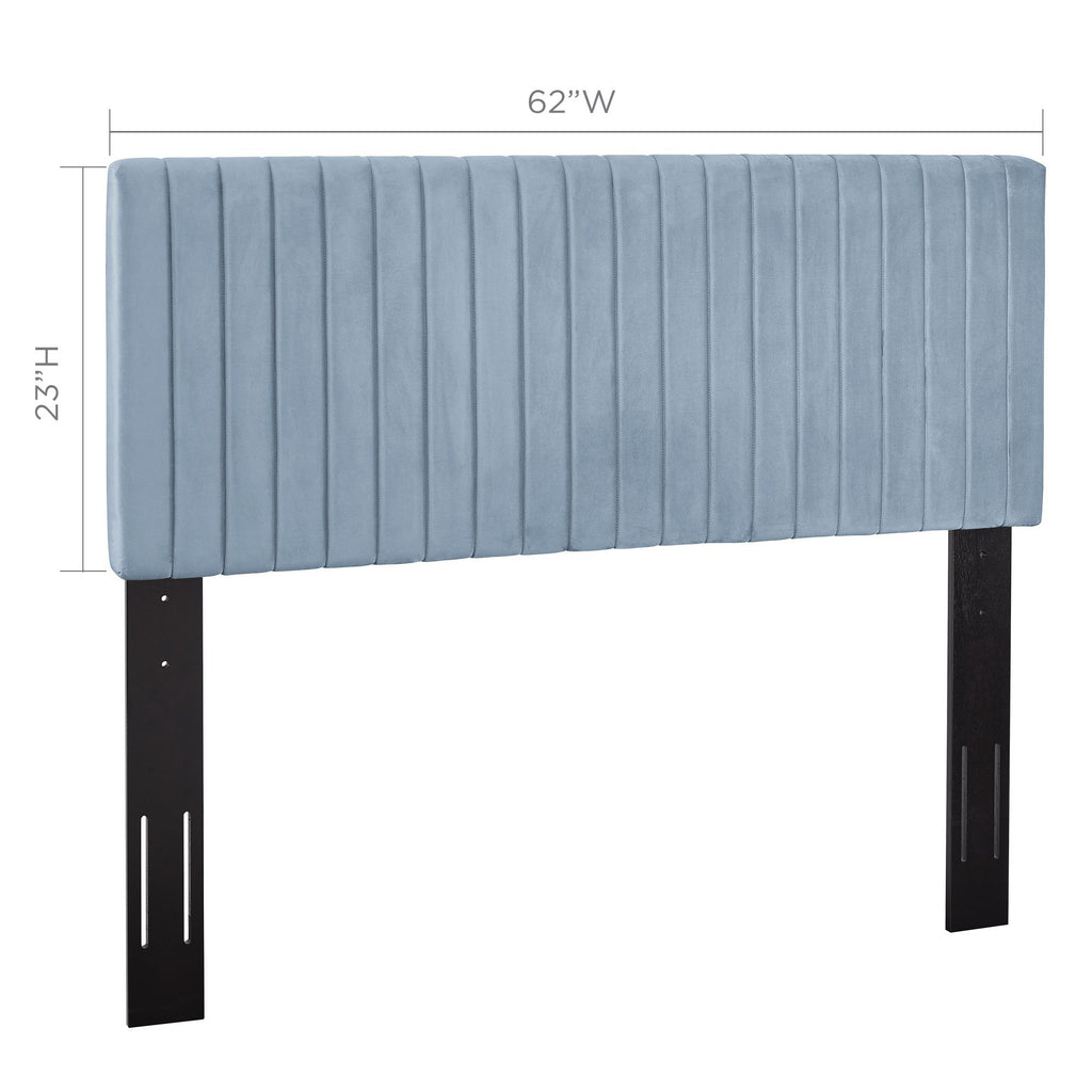Keira Performance Velvet Full / Queen Headboard - Light Blue