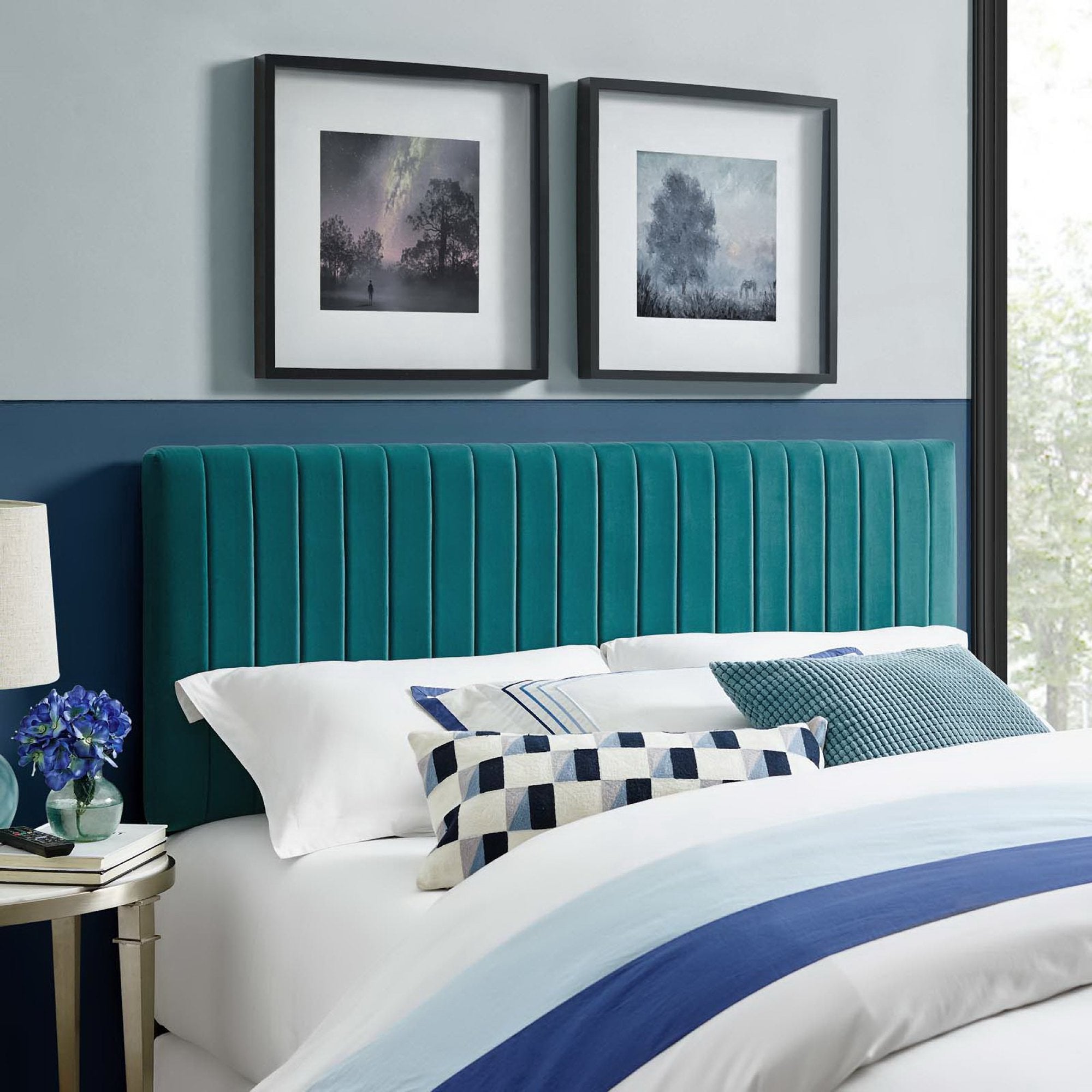 Keira Performance Velvet Full / Queen Headboard - Teal