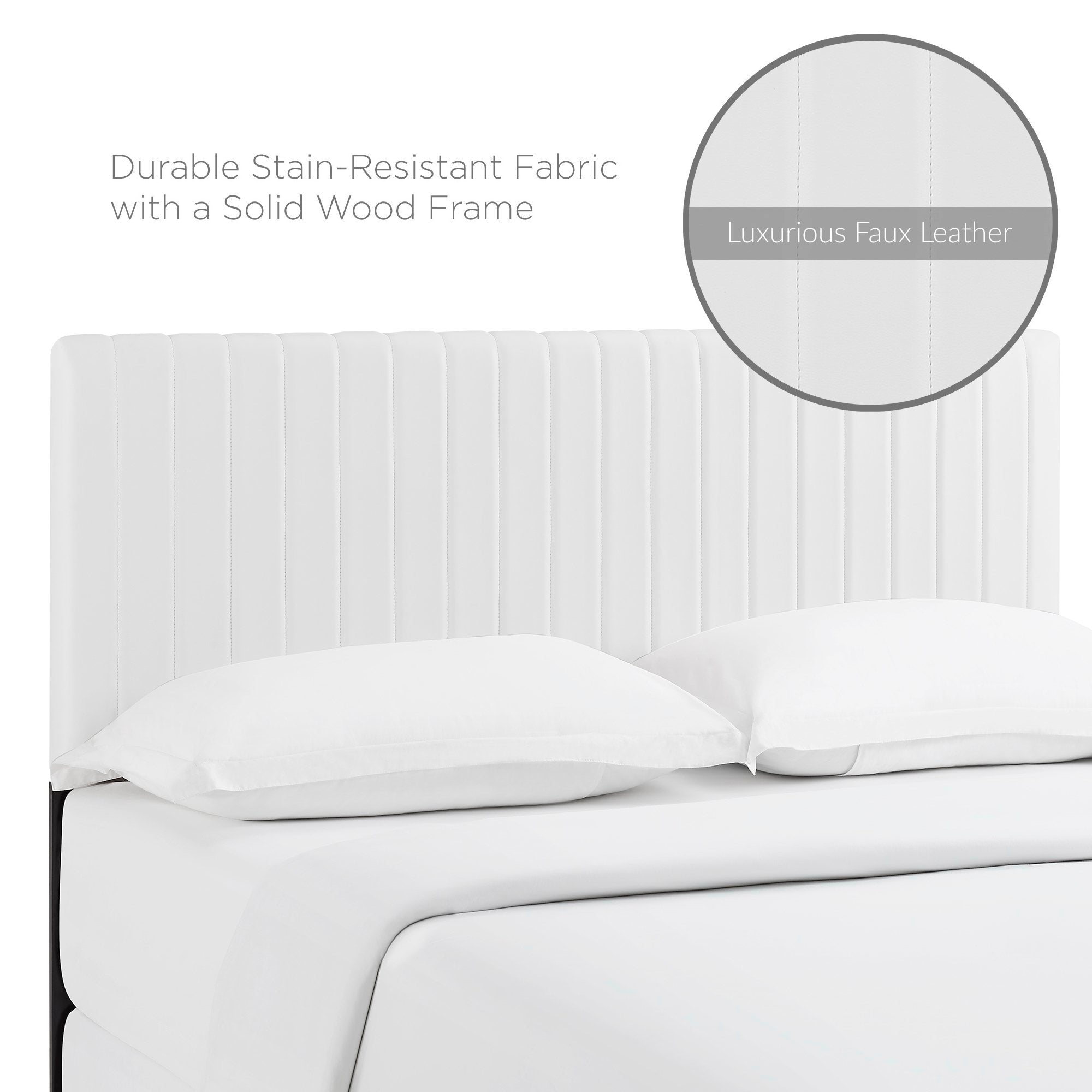 Keira Faux Leather Full / Queen Headboard - White