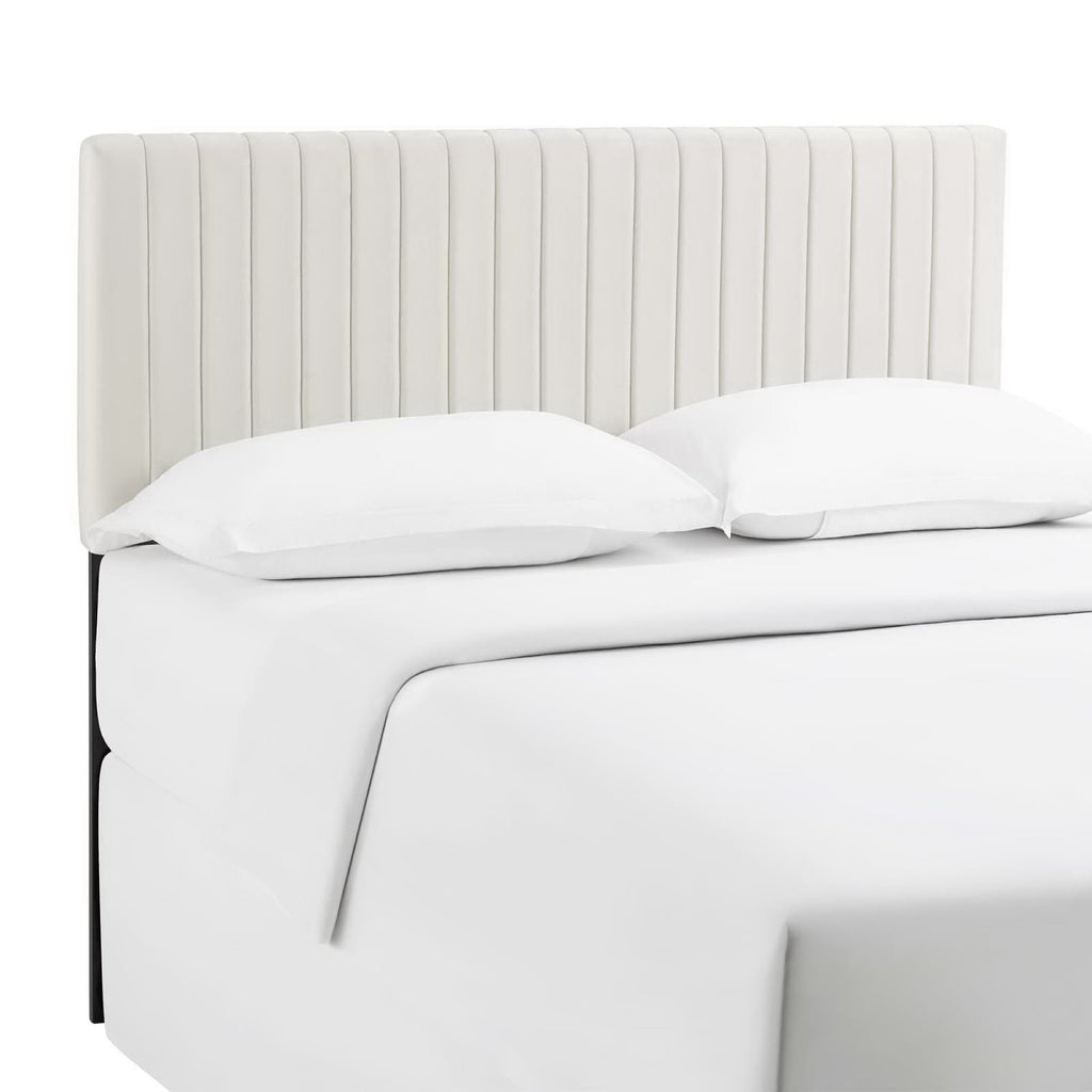 Keira Performance Velvet King/California King Headboard - Ivory