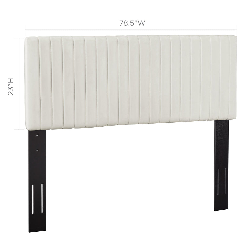 Keira Performance Velvet King/California King Headboard - Ivory