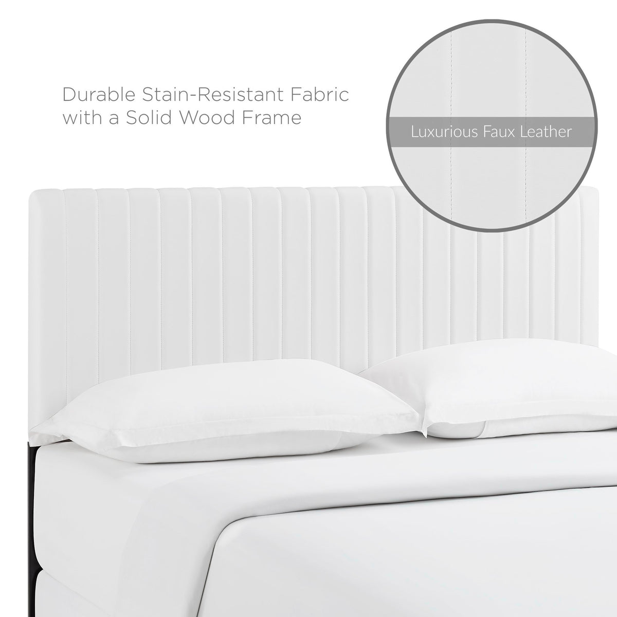 Keira Faux Leather King/California King Headboard - White