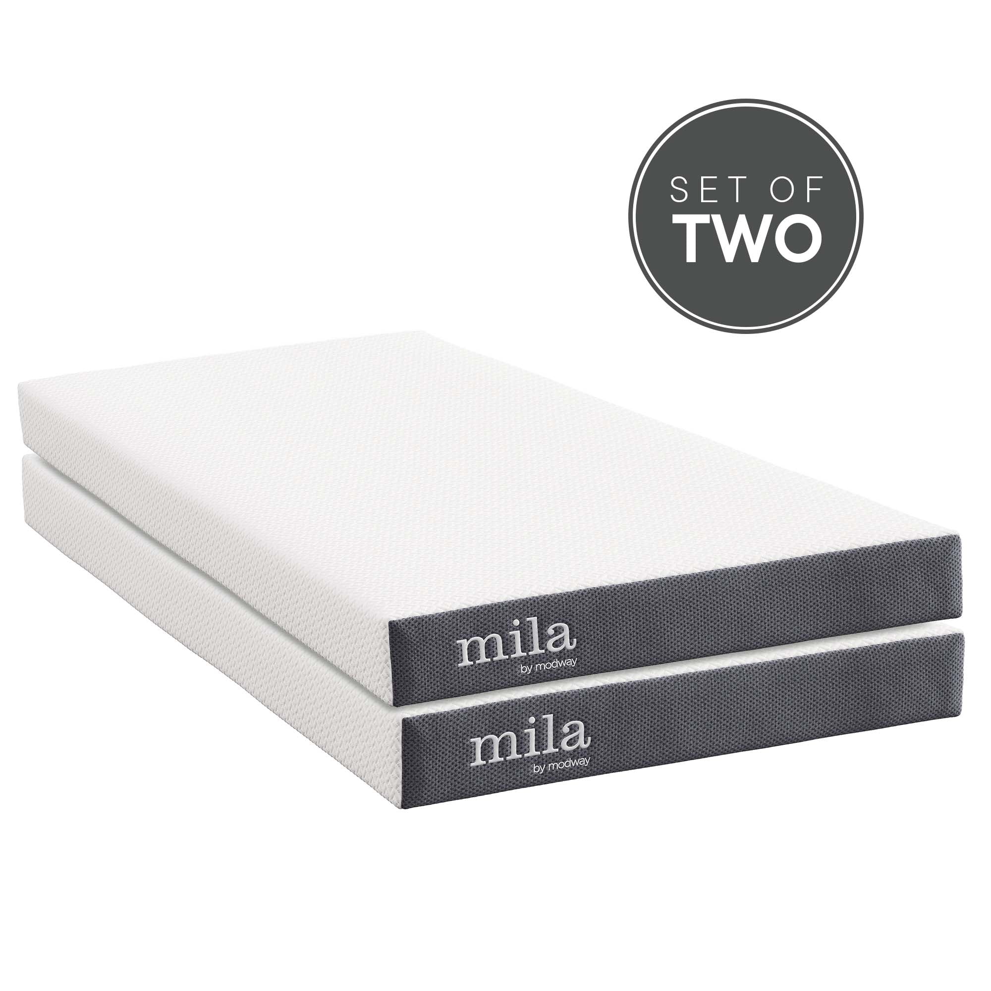 Mila 6" Foam Twin Mattress Set of 2 - White