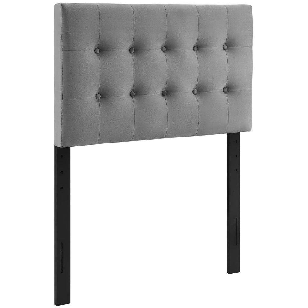 Emily Biscuit Tufted Performance Velvet Twin Headboard - Gray
