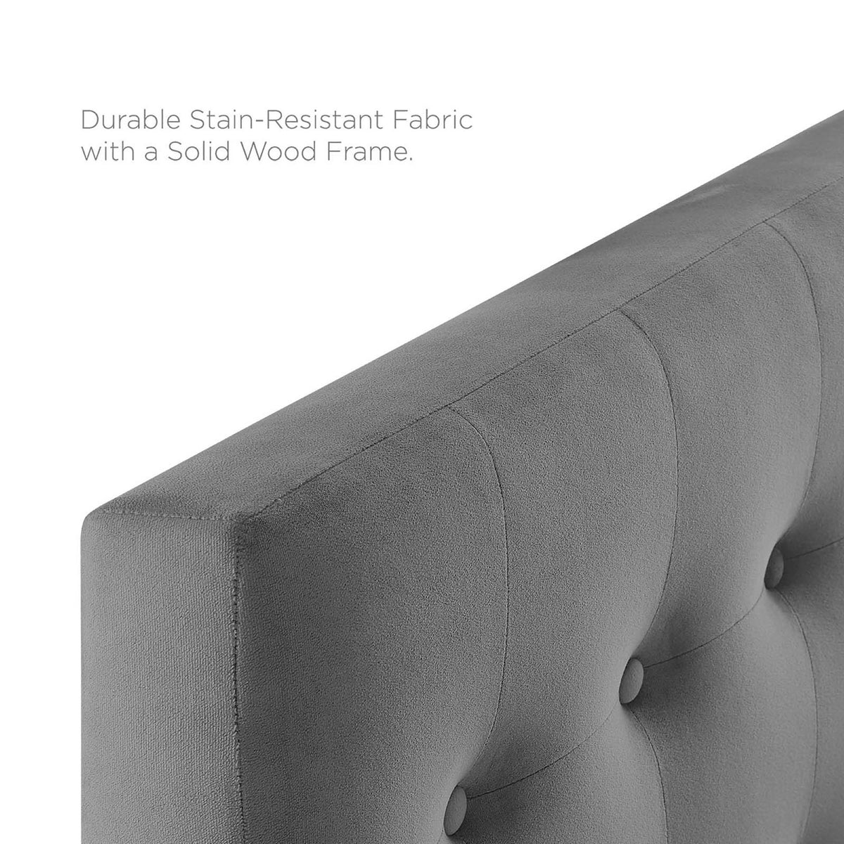 Emily Biscuit Tufted Performance Velvet Twin Headboard - Gray