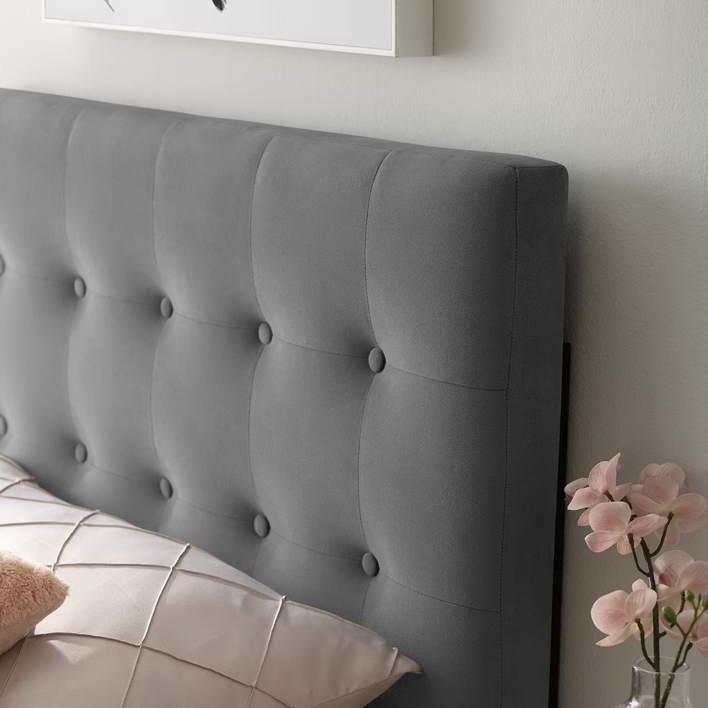 Emily Biscuit Tufted Performance Velvet Twin Headboard - Gray